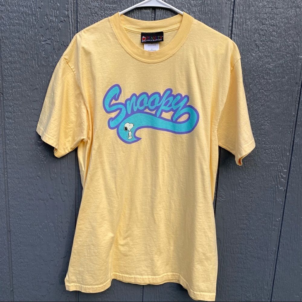 Snoopy Peanuts Collection Yellow T-Shirt Tee L